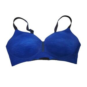 Maidenform 40C Wire Free Bra Blue Space Dye Padded‎ Adjustable Straps Polka Dot